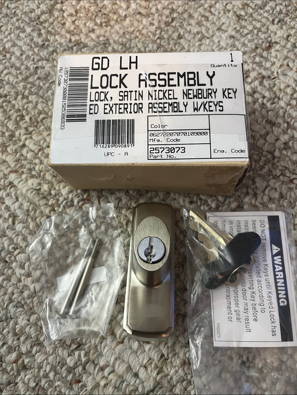 Anderson Satin Nickel Newbury Exterior Lock Assembly with Keys